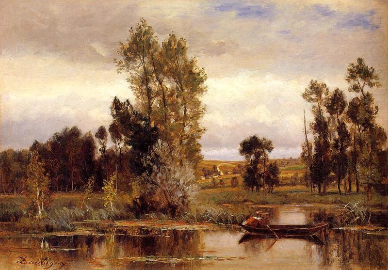 Boat on a Pond, Charles-Francois Daubigny